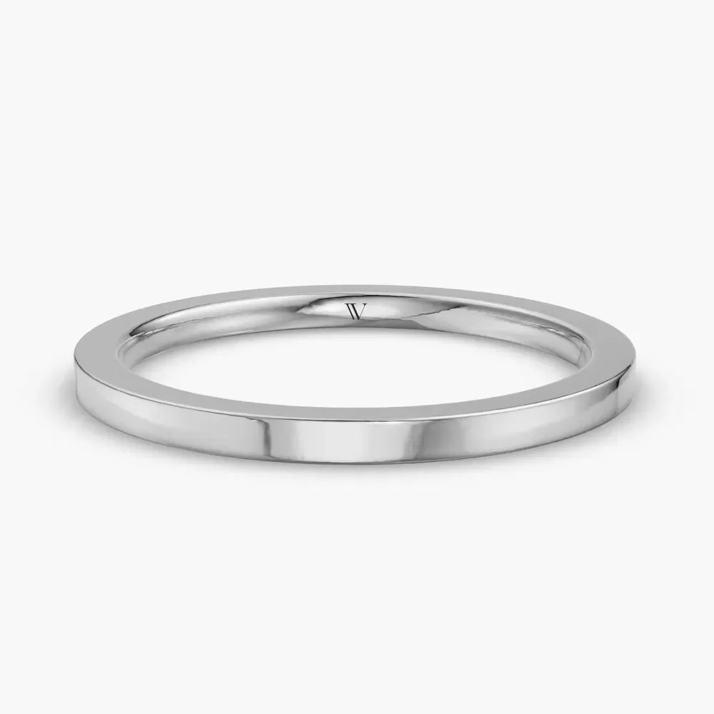 1.5mm Plain metal, Stackable, Simple Wedding Ring in 14K White Gold-Lurion