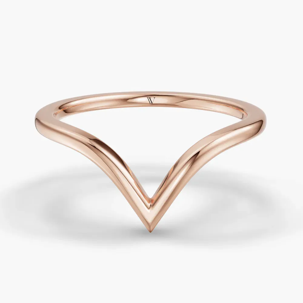 1.4mm Classic, Plain metal, Curved Wedding Ring in 14K Rose Gold-Fyra