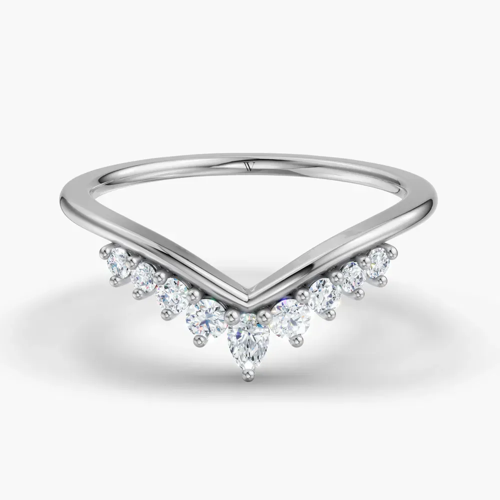 Stackable, Curved Lab Diamond Ring (0.2 CTW) in 14K White Gold-Dazir