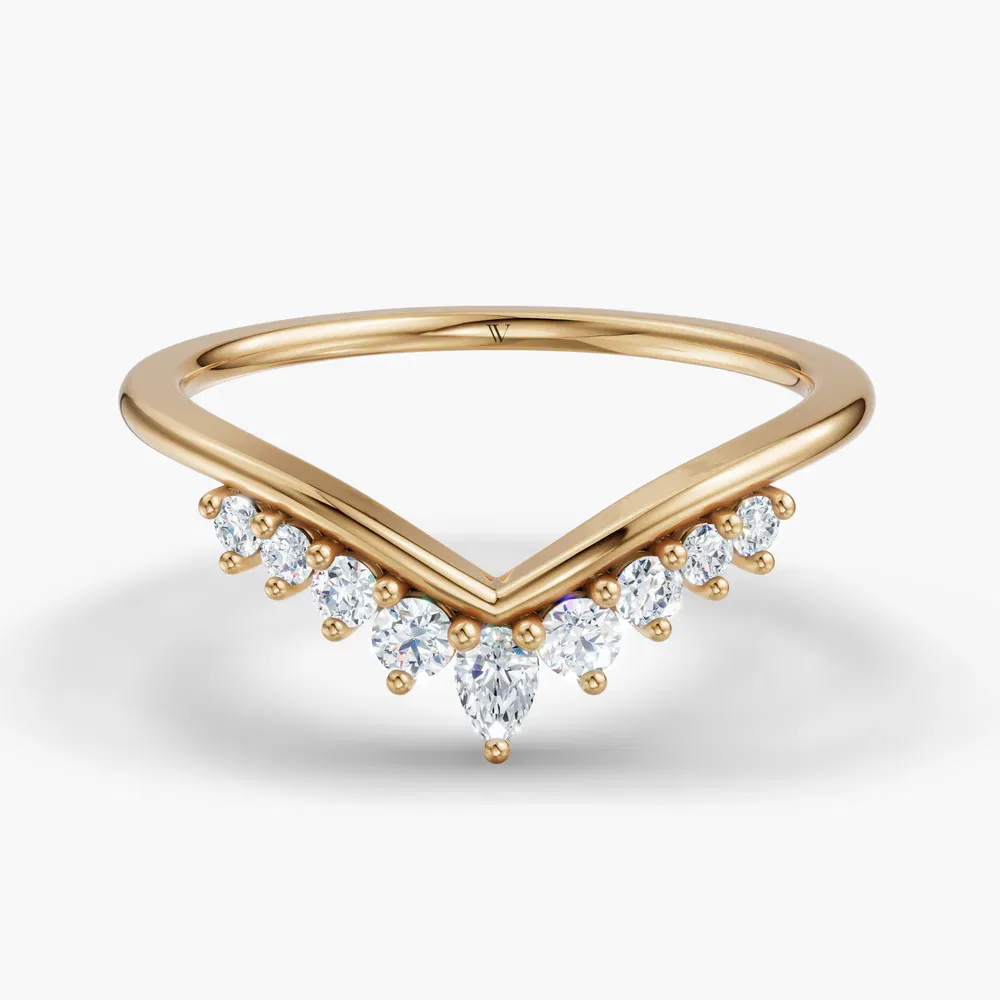 Stackable, Curved Lab Diamond Ring (0.2 CTW) in 14K Yellow Gold-Dazir