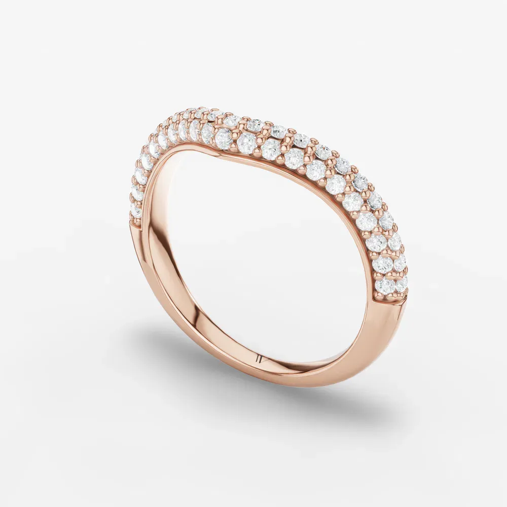 Stackable, Curved, Pave Lab Diamond Ring (0.5 CTW) in 14K Rose Gold-Yivolia