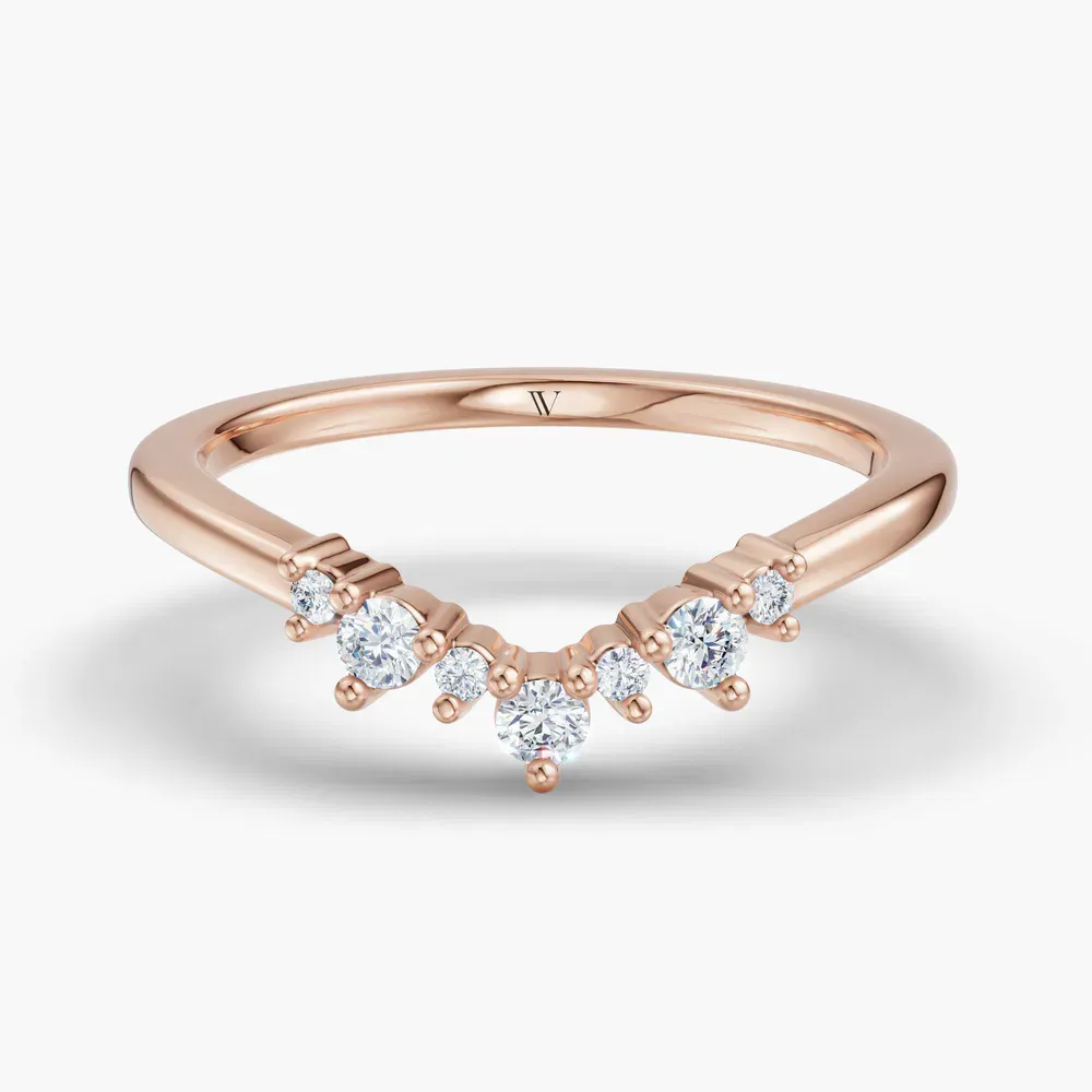 Curved, Stackable, Diamond Lab Diamond Ring (0.1 CTW) in 14K Rose Gold-Myn
