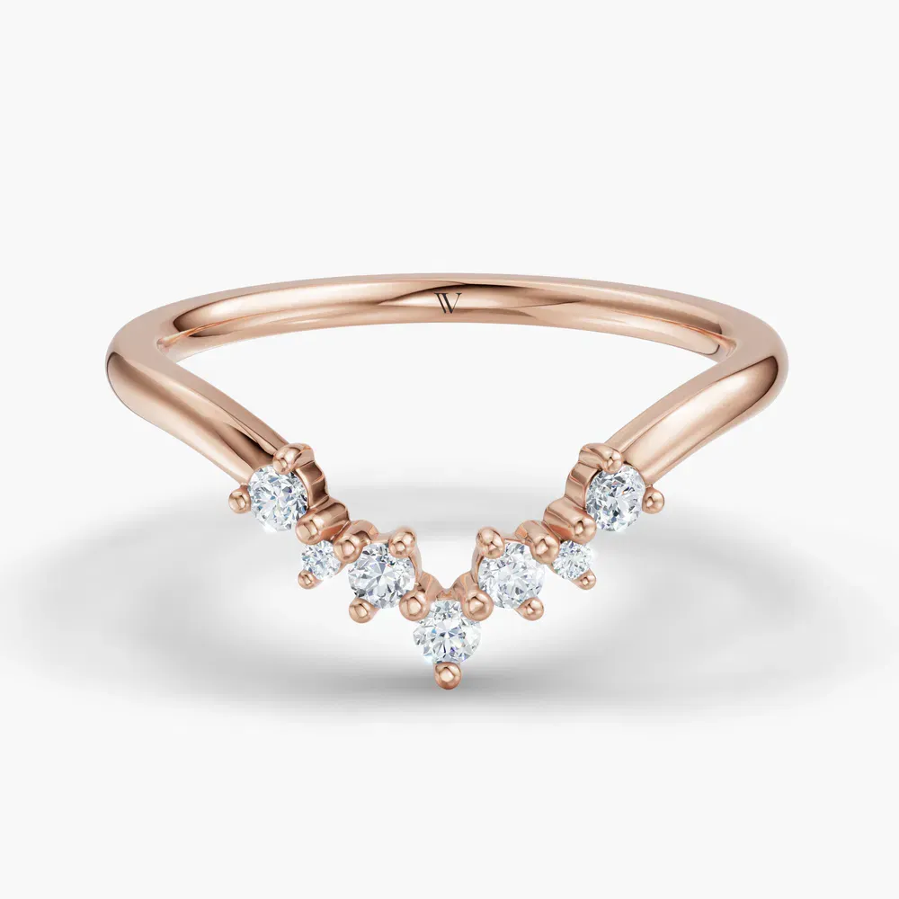 Curved, Stackable, Diamond Lab Diamond Ring (0.1 CTW) in 14K Rose Gold-Faelov