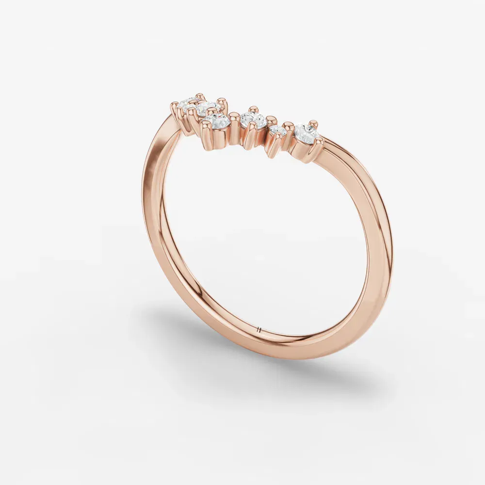 Curved, Stackable, Diamond Lab Diamond Ring (0.1 CTW) in 14K Rose Gold-Faelov