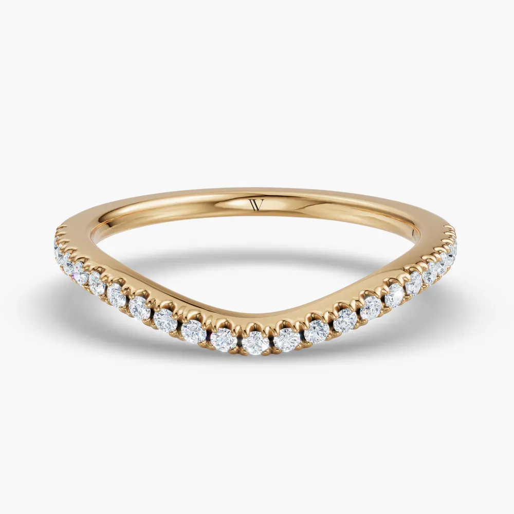 Curved, Stackable, Simple Lab Diamond Ring (0.2 CTW) in 14K Yellow Gold-Pexin