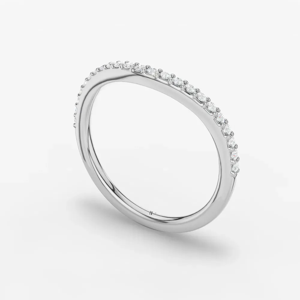 Curved, Stackable, Simple Lab Diamond Ring (0.1 CTW) in 14K White Gold-Tivol