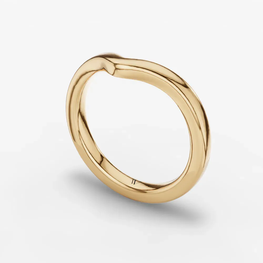 2.5mm Classic, Plain metal, Curved Wedding Ring in 14K Yellow Gold-Hylan