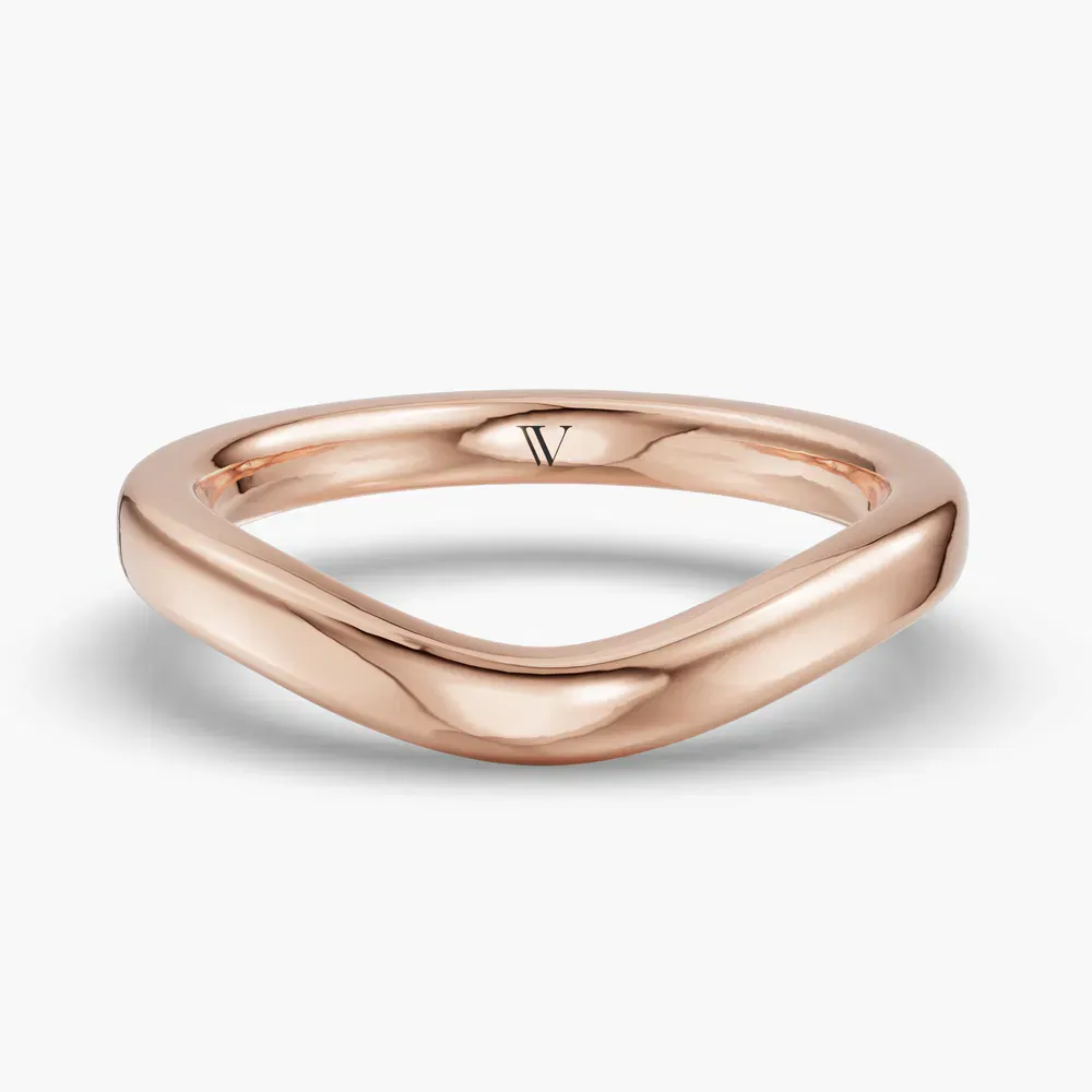 2.5mm Plain metal, Curved, Classic Wedding Ring in 14K Rose Gold-Fovin