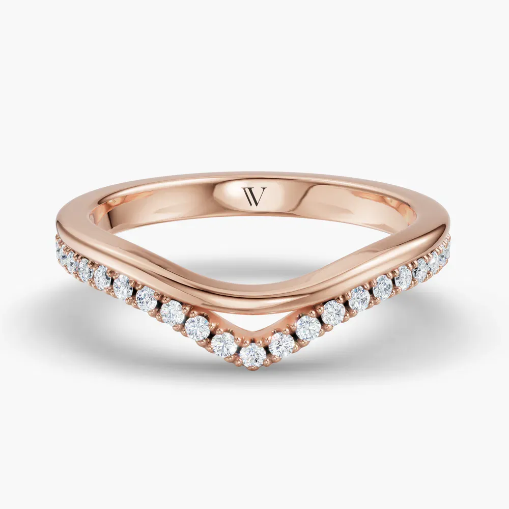Stackable, Curved, Pave Lab Diamond Ring (0.1 CTW) in 14K Rose Gold-Mevrol