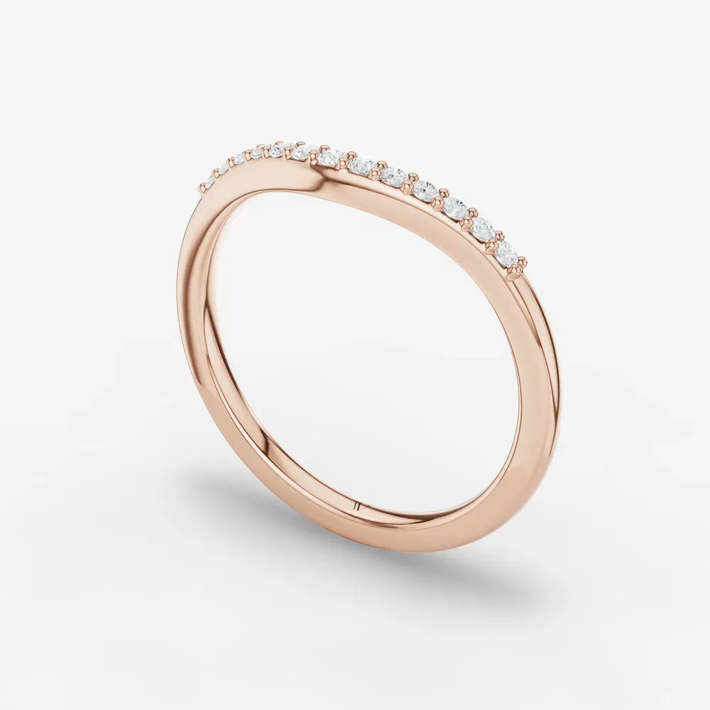 Curved, Stackable, Simple Lab Diamond Ring (0.1 CTW) in 14K Rose Gold-Pyvo