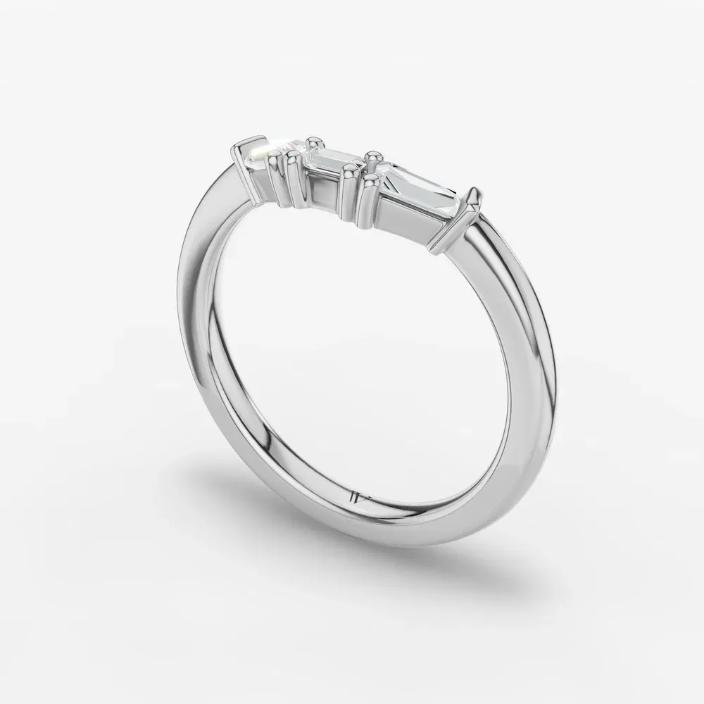 Curved, Stackable, Baguette Lab Diamond Ring (0.2 CTW) in 14K White Gold-Raux