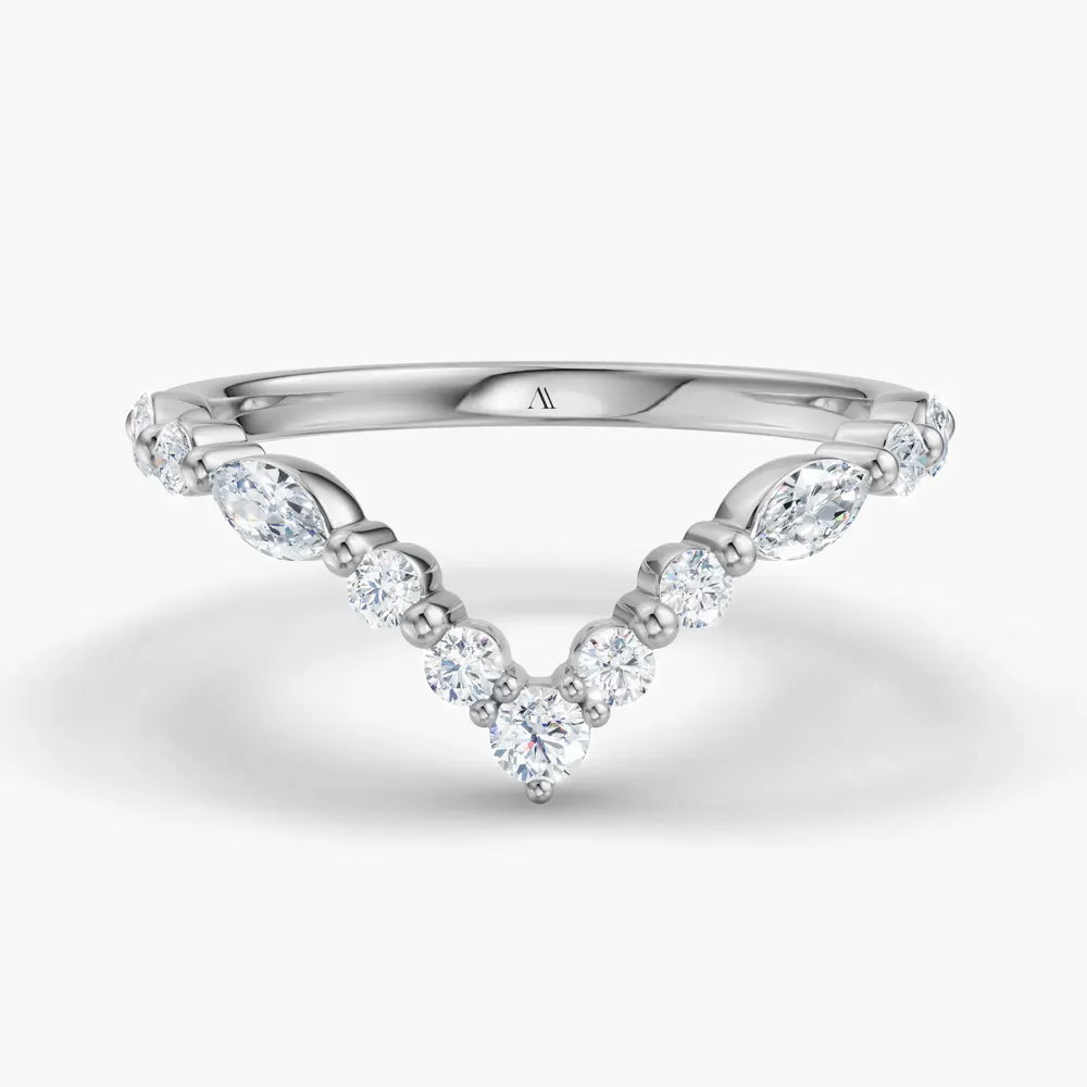 Curved, Stackable, Diamond Lab Diamond Ring (0.4 CTW) in 14K White Gold-Criz