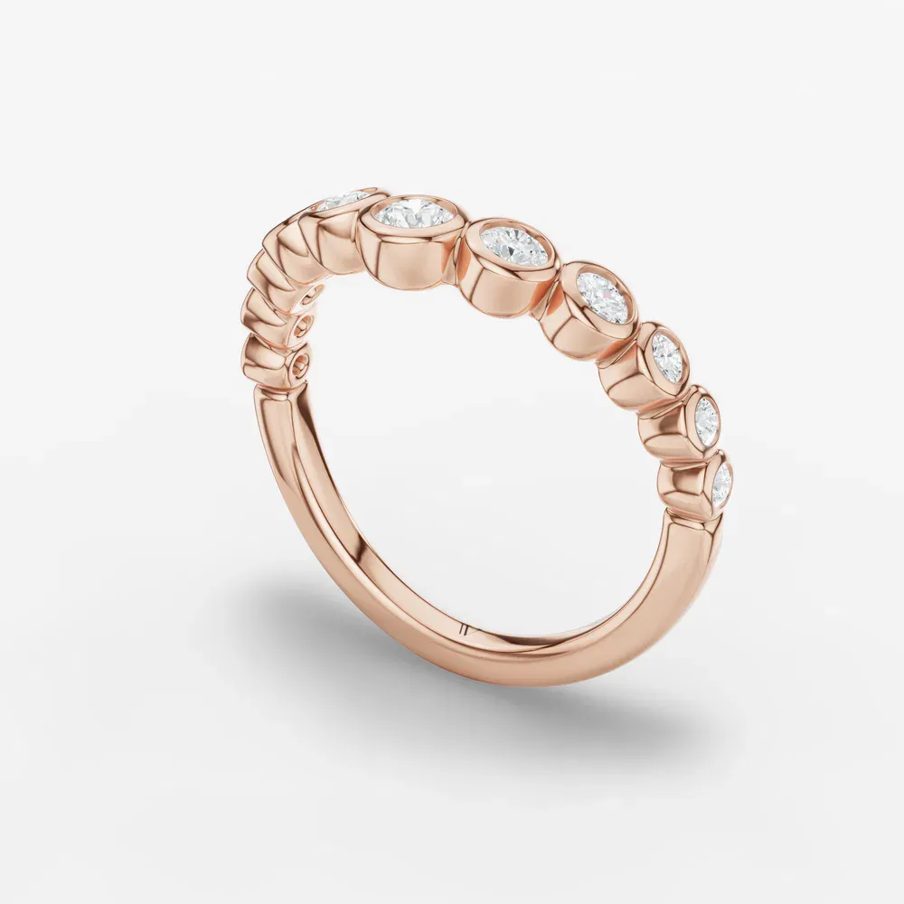 Stackable, Curved, Bezel Lab Diamond Ring (0.4 CTW) in 14K Rose Gold-Leth