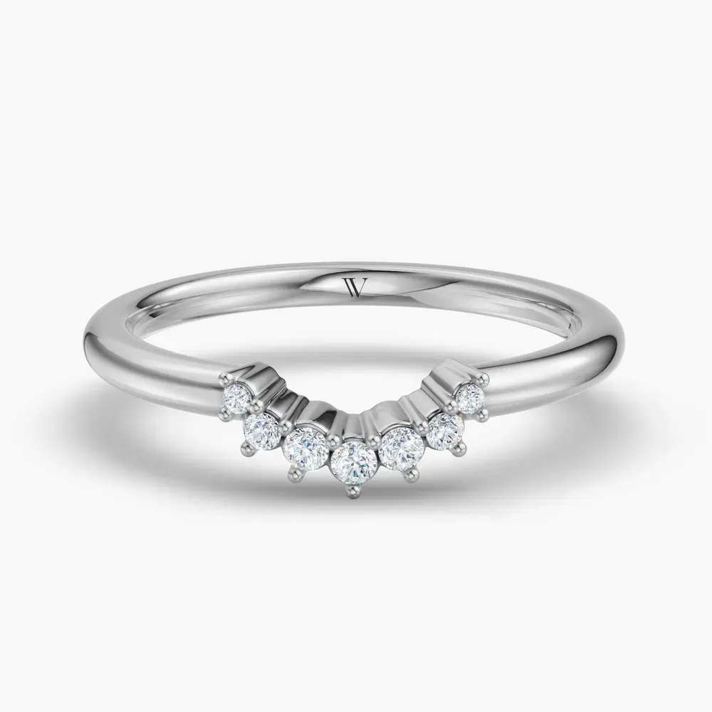 Curved, Stackable, Diamond Lab Diamond Ring (0.07 CTW) in 14K White Gold-Soval