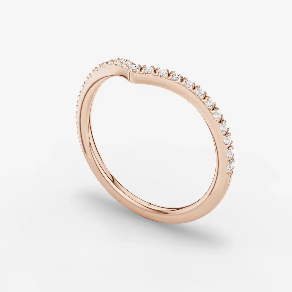 Curved, Stackable, Diamond Lab Diamond Ring (0.1 CTW) in 14K Rose Gold-Zyvorin