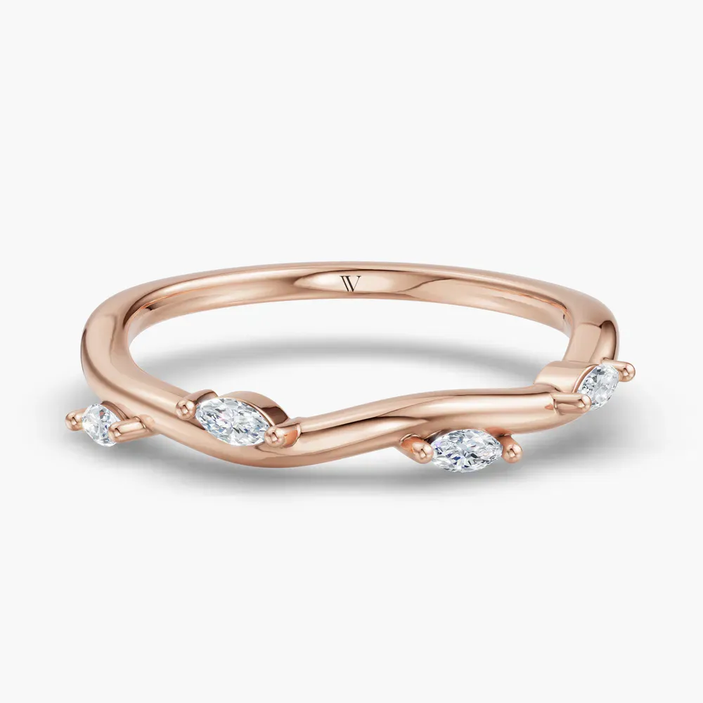 Stackable, Nature inspired, Unique Lab Diamond Ring (0.1 CTW) in 14K Rose Gold-Zymex