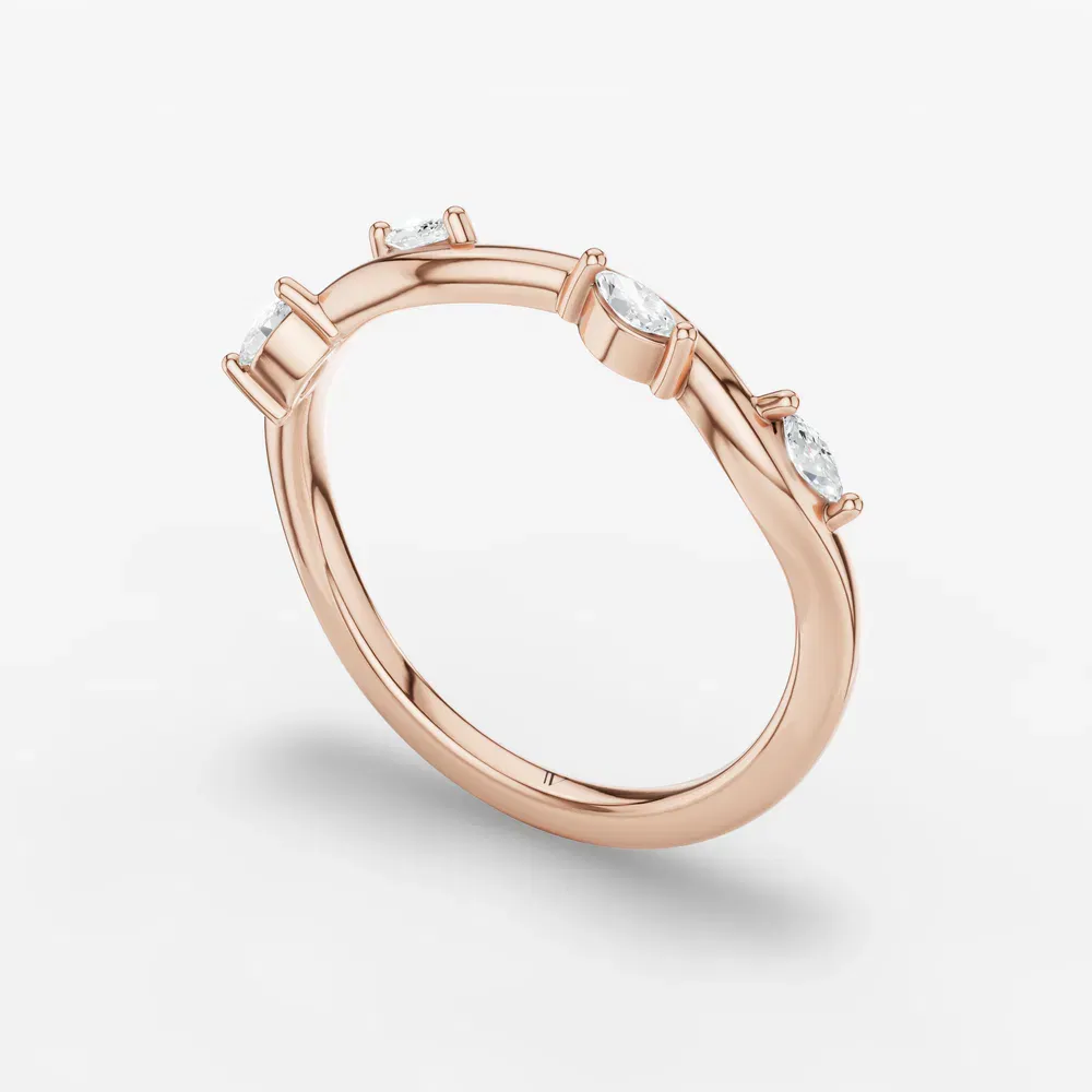 Stackable, Nature inspired, Unique Lab Diamond Ring (0.1 CTW) in 14K Rose Gold-Zymex