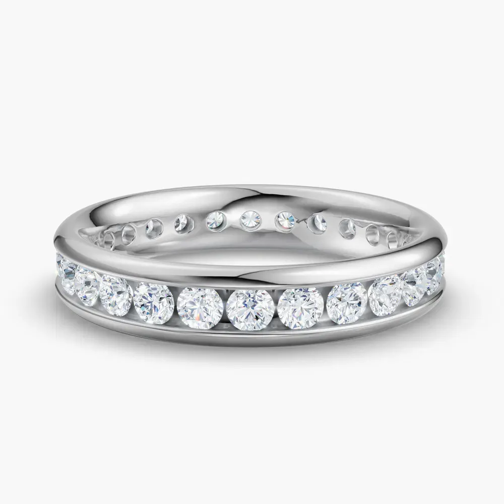 Channel set, Stackable, Simple Lab Diamond Ring (1 CTW) in 14K White Gold-Zevlo