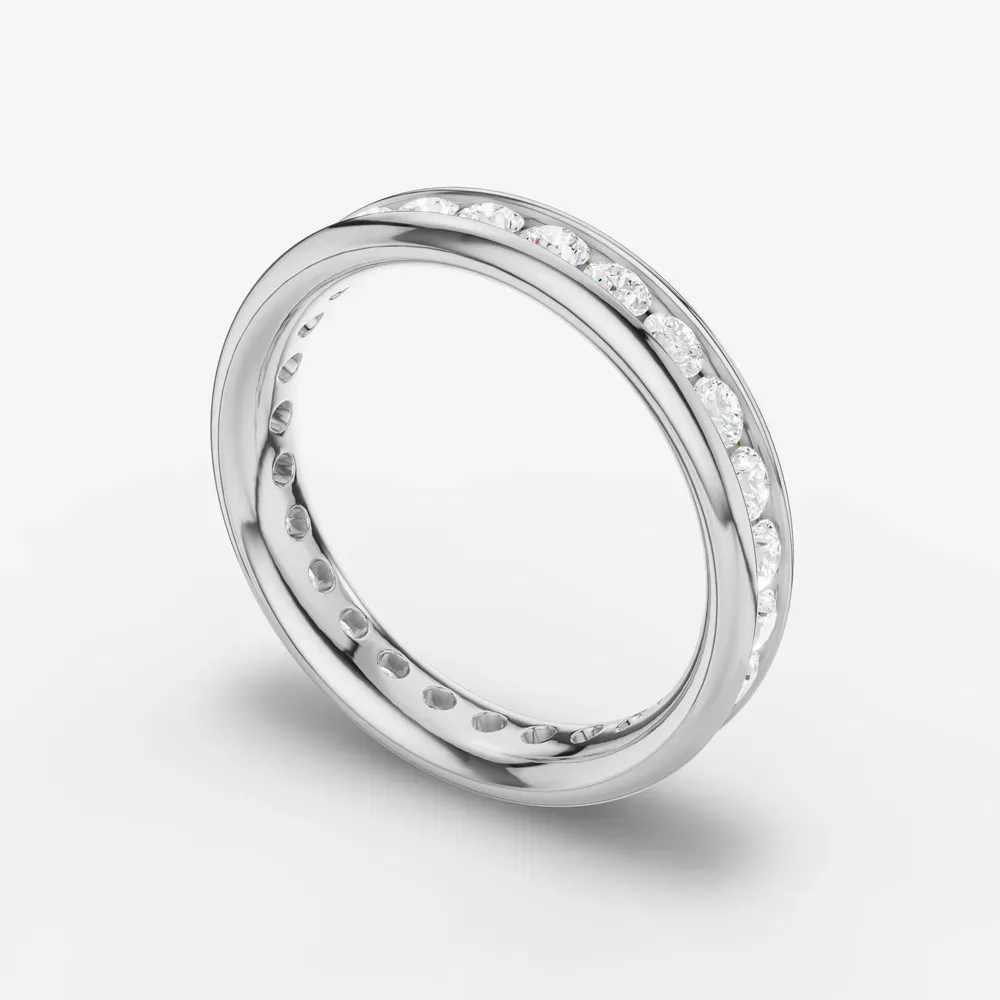Channel set, Stackable, Simple Lab Diamond Ring (1 CTW) in 14K White Gold-Zevlo