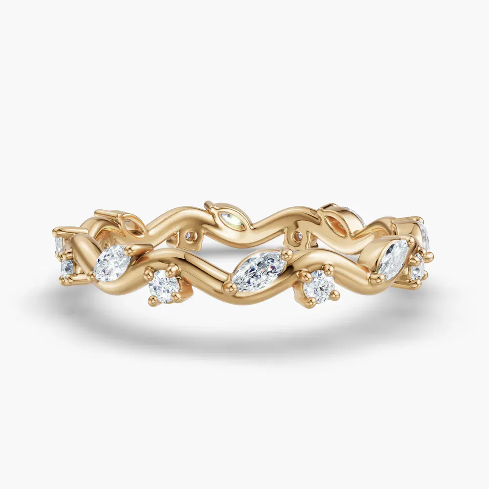 Eternity, Unique, Nature inspired Lab Diamond Ring (0.3 CTW) in 14K Yellow Gold-Esor