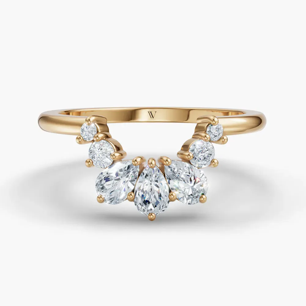 Stackable, Curved Lab Diamond Ring (0.5 CTW) in 14K Yellow Gold-Pexora
