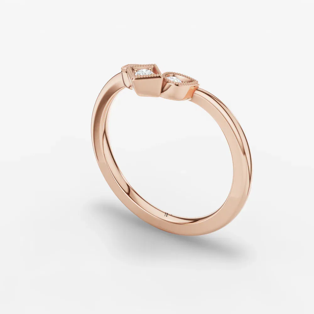 Curved, Stackable, Diamond Lab Diamond Ring (0.07 CTW) in 14K Rose Gold-Maoren