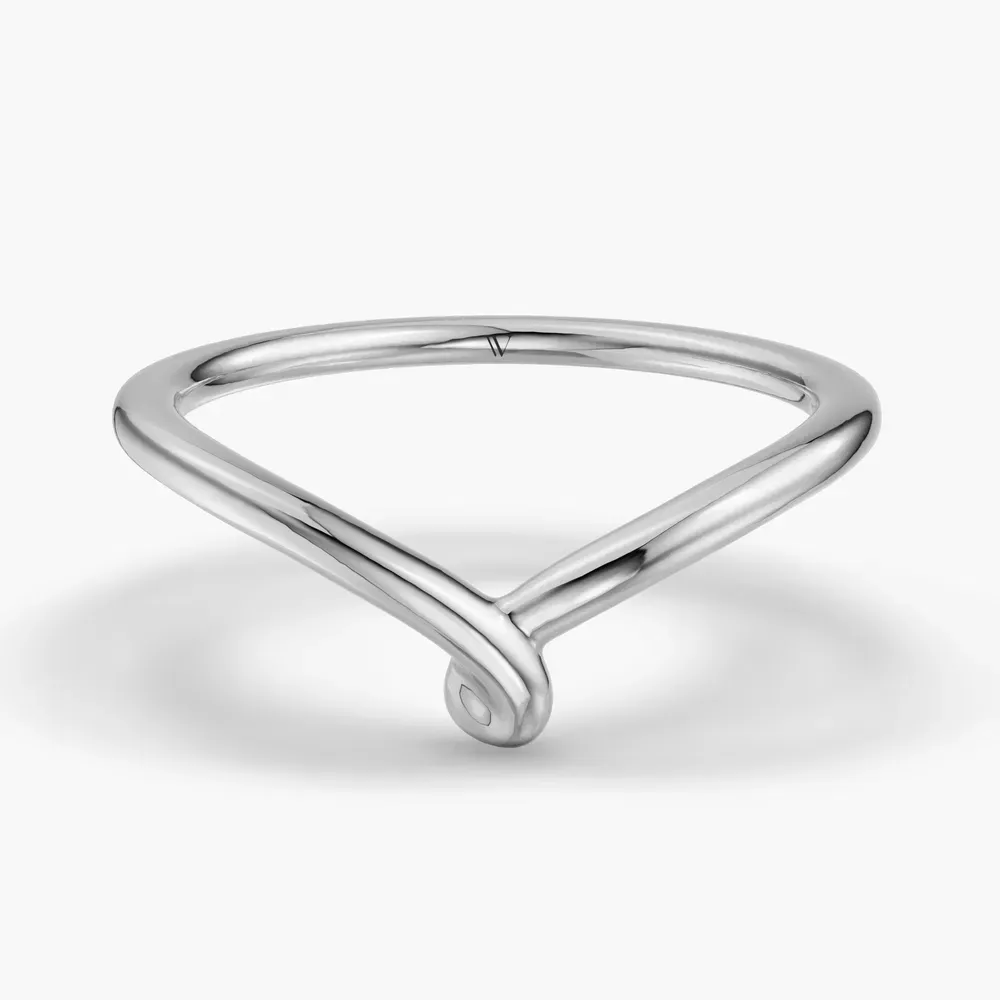 1.4mm Plain metal, Curved, Stackable Wedding Ring in 14K White Gold-Zevlyn
