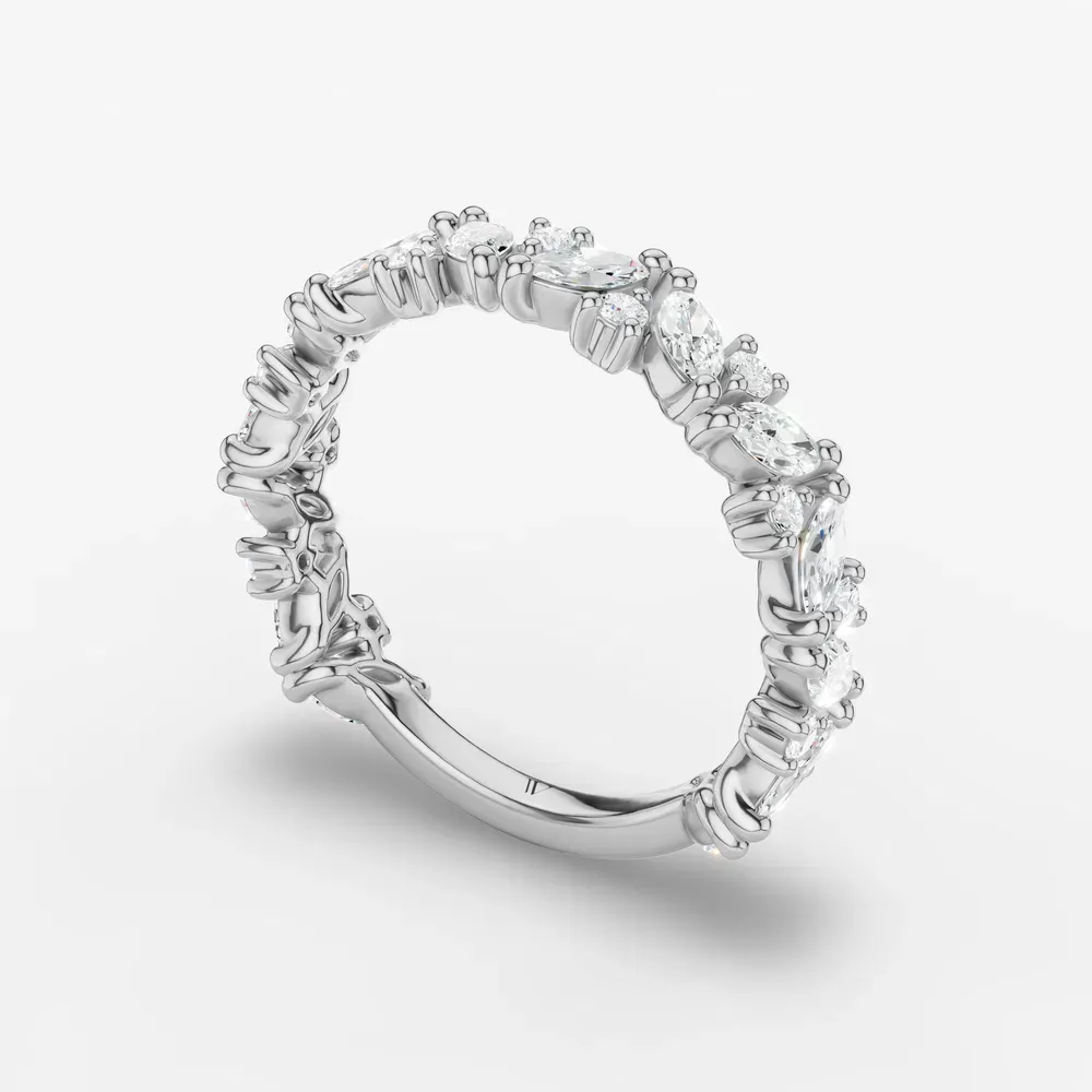 Nature inspired, Stackable, Vintage Lab Diamond Ring (0.9 CTW) in 14K White Gold-Ruxven