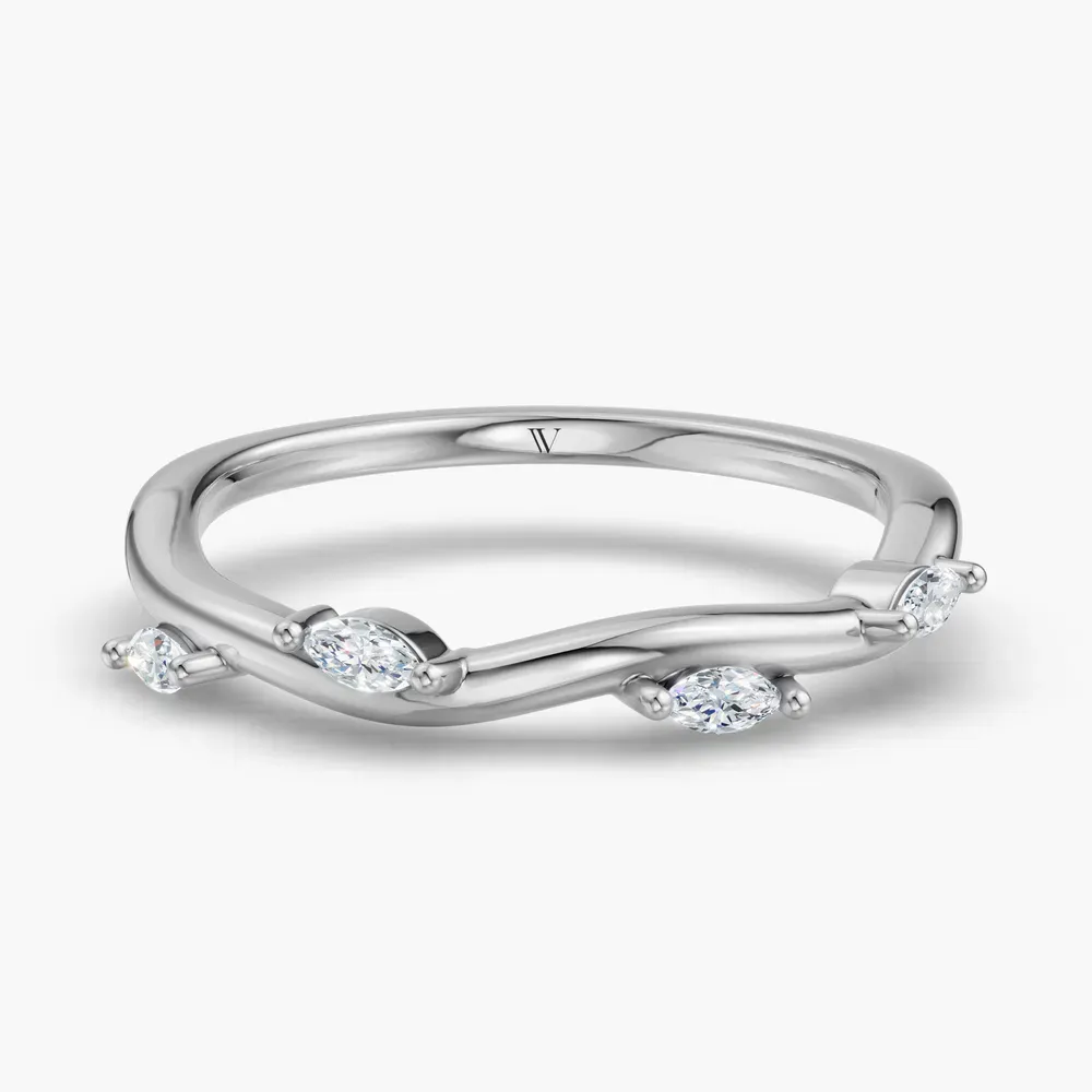 Stackable, Nature inspired, Unique Lab Diamond Ring (0.1 CTW) in 14K White Gold-Zymex
