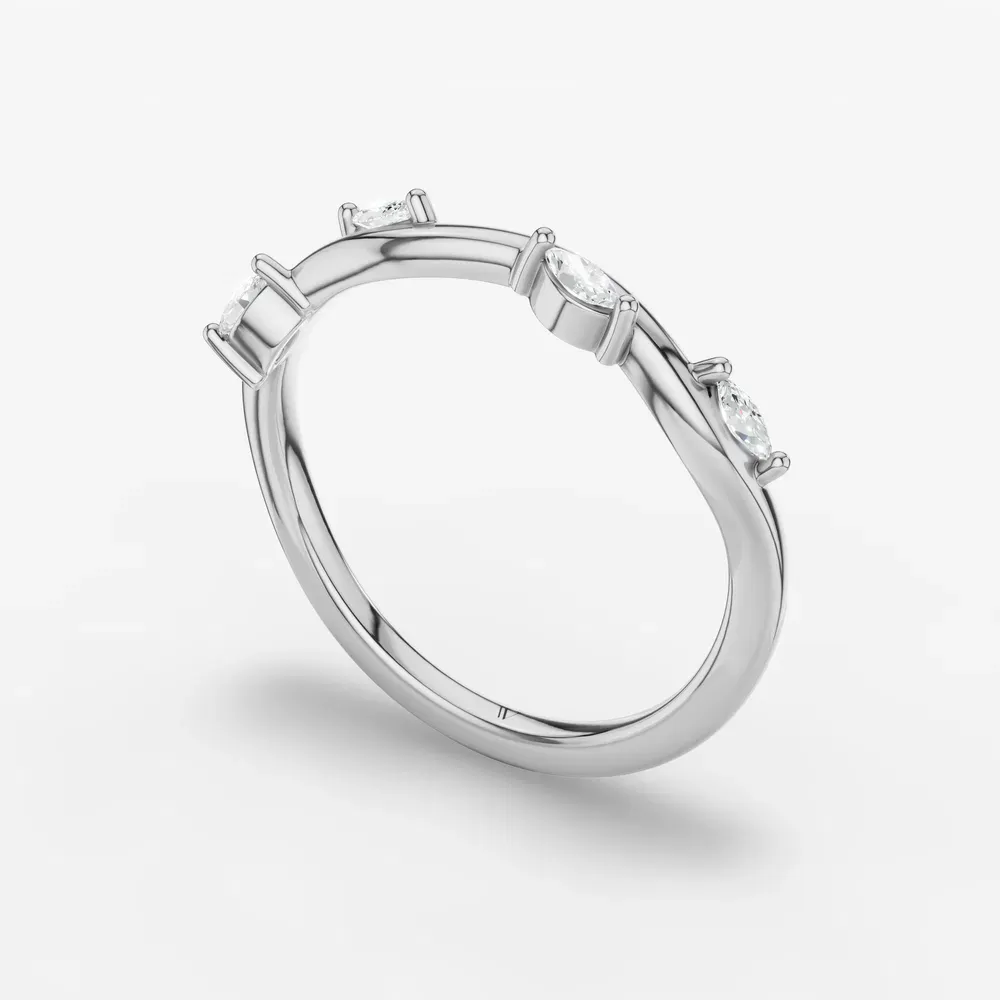 Stackable, Nature inspired, Unique Lab Diamond Ring (0.1 CTW) in 14K White Gold-Zymex