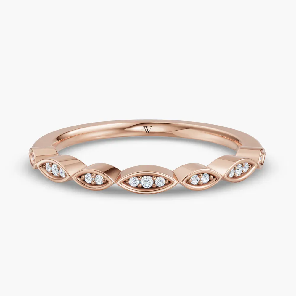 Nature inspired, Stackable, Simple Lab Diamond Ring (0.04 CTW) in 14K Rose Gold-Nrixo