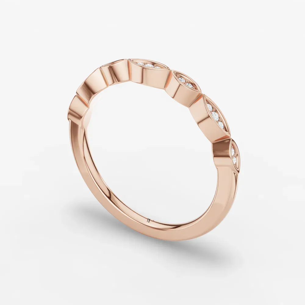 Nature inspired, Stackable, Simple Lab Diamond Ring (0.04 CTW) in 14K Rose Gold-Nrixo
