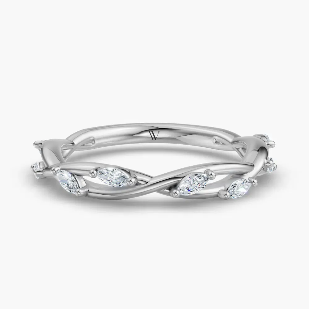 Nature inspired, Curved, Stackable Lab Diamond Ring (0.2 CTW) in 14K White Gold-Gevlyn