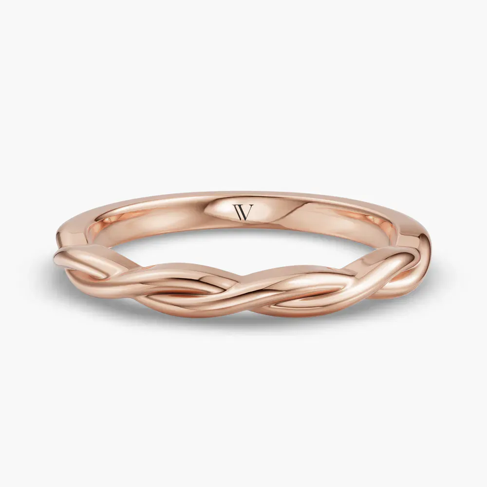 2.3mm Nature inspired, Plain metal, Stackable Wedding Ring in 14K Rose Gold-Gips