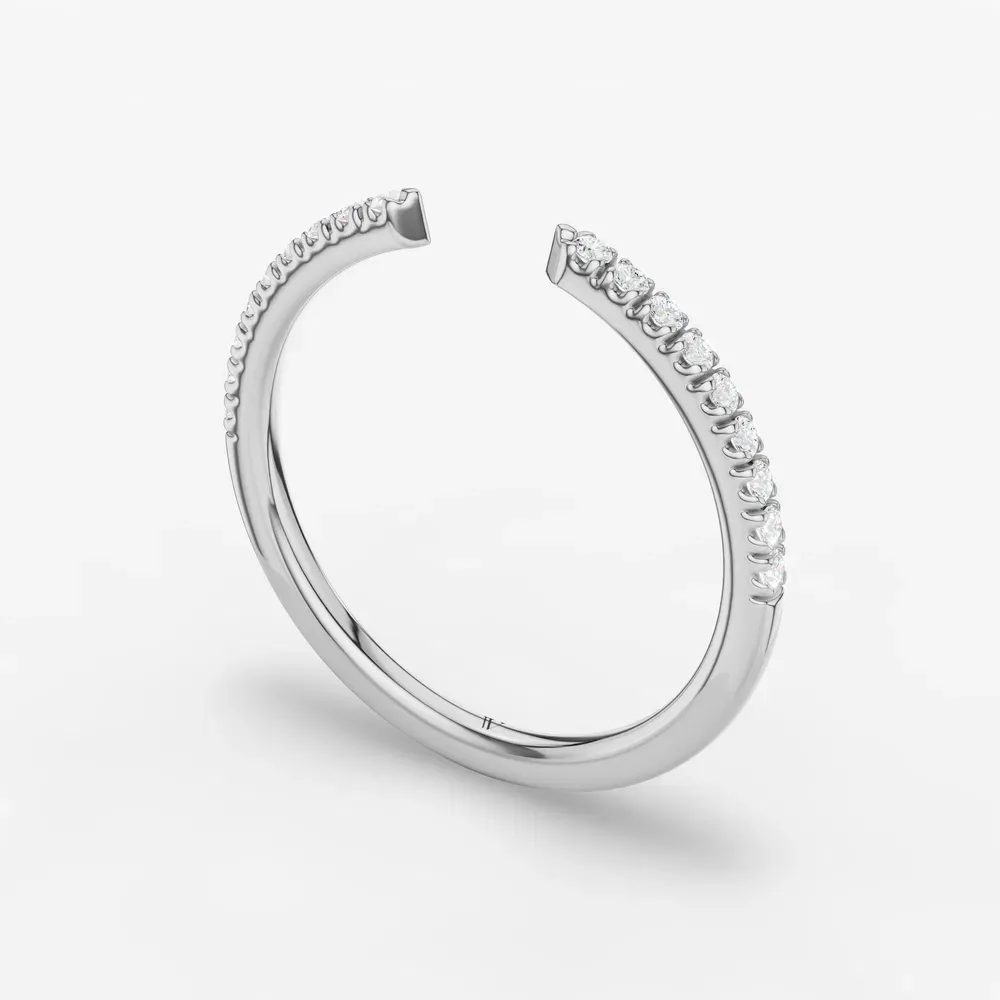 Open, Stackable, Diamond Lab Diamond Ring (0.1 CTW) in 14K White Gold-Kixam