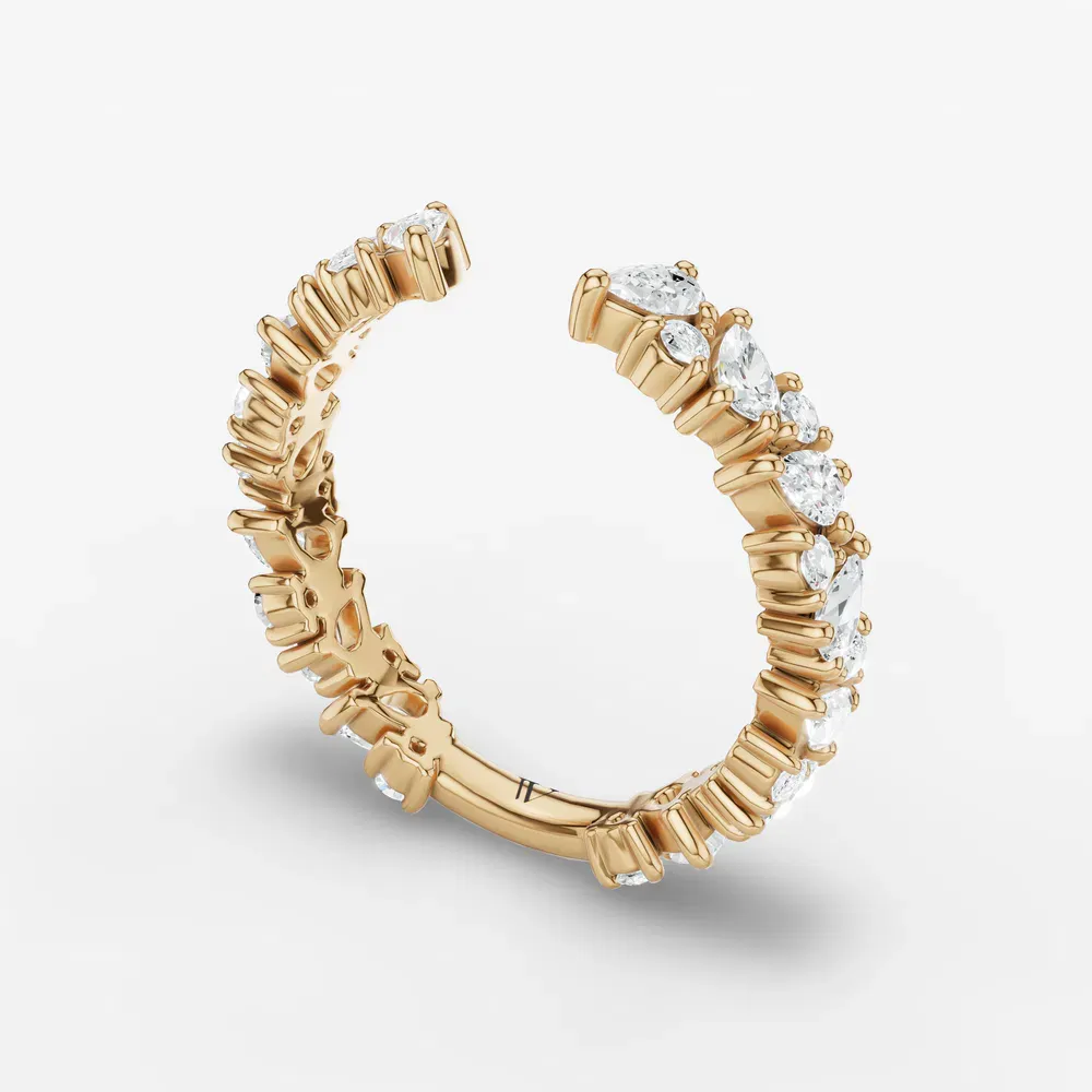 Unique, Nature inspired, Open Lab Diamond Ring (0.8 CTW) in 14K Yellow Gold-Joren