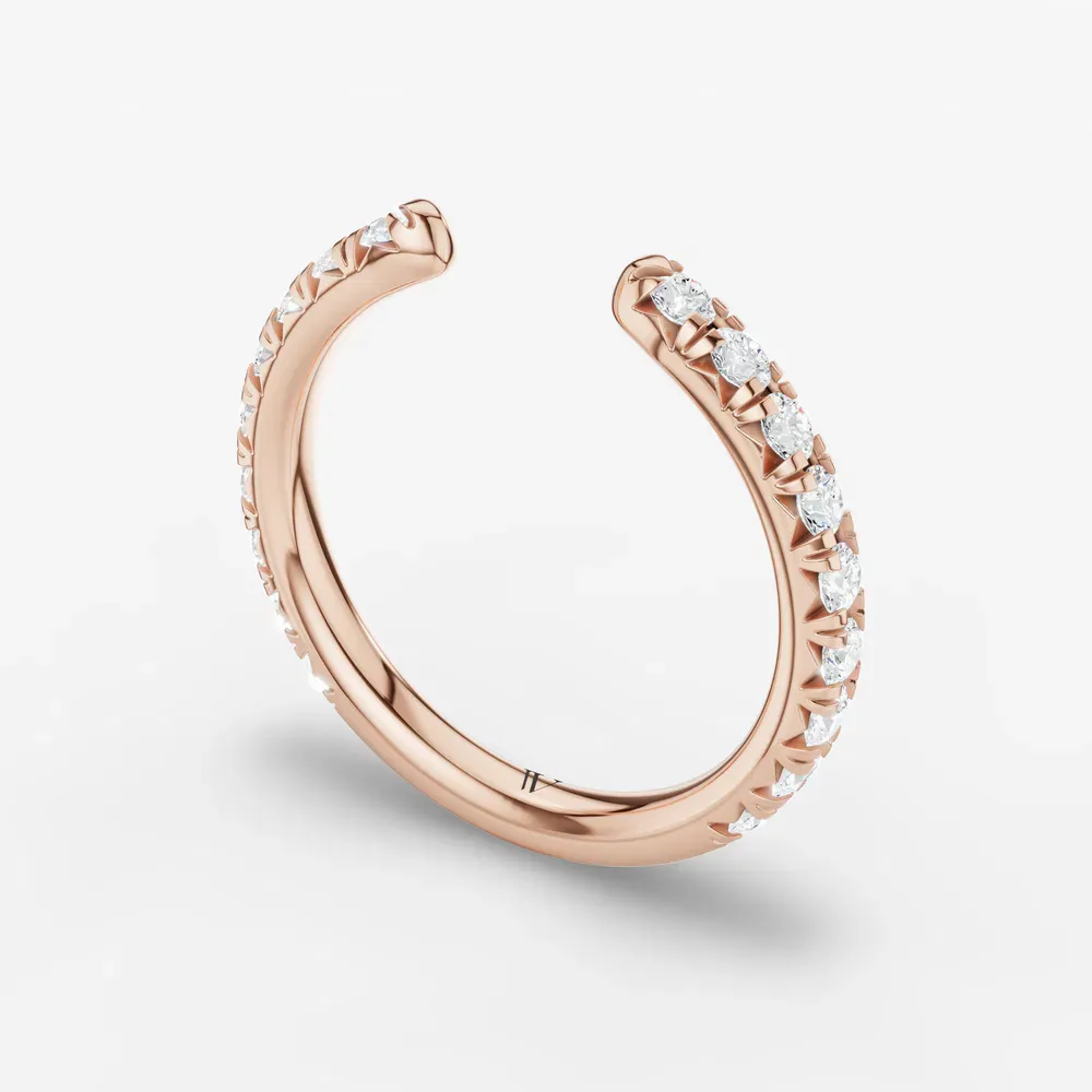 Stackable, Open, Pave Lab Diamond Ring (0.5 CTW) in 14K Rose Gold-Nyselo
