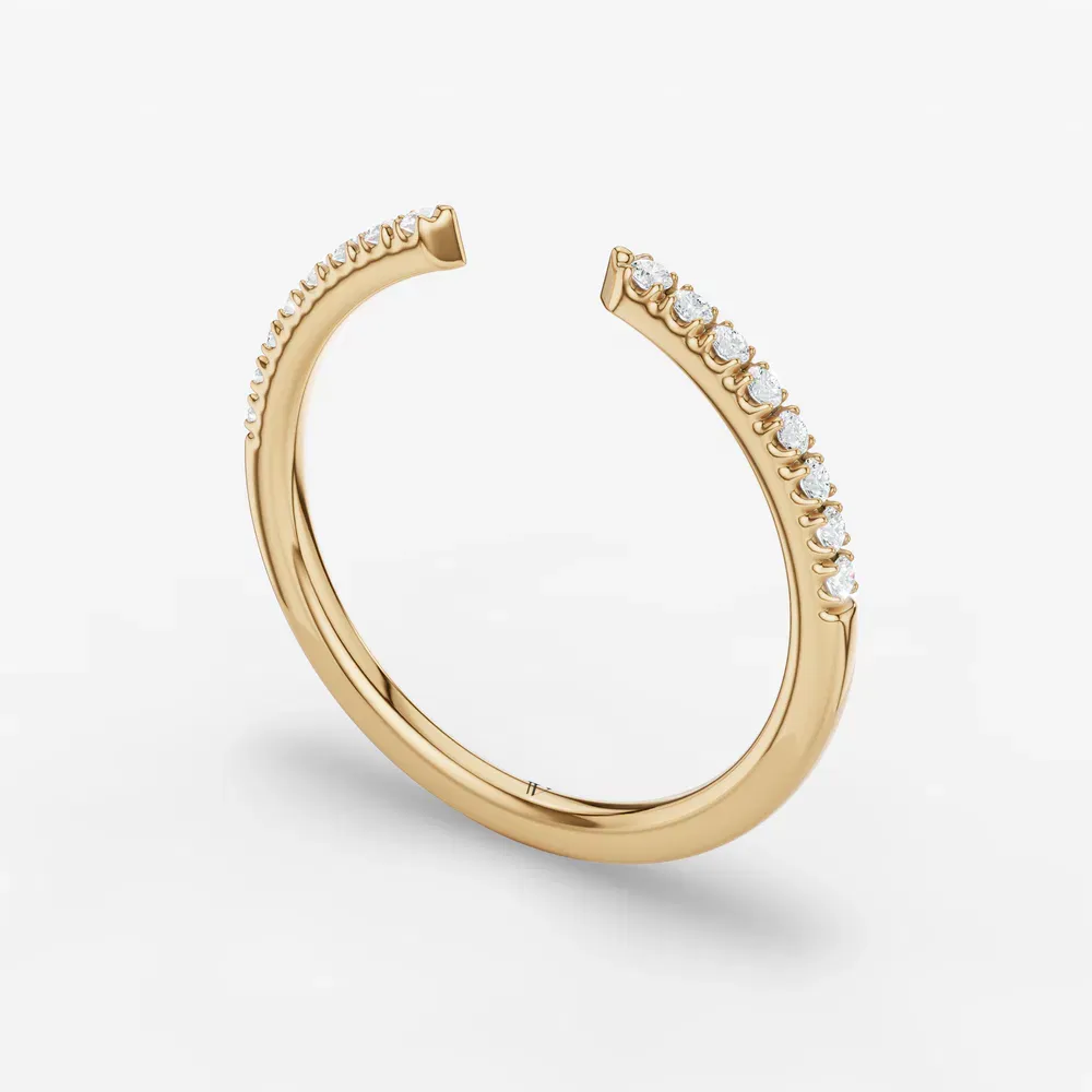 Open, Stackable, Pave Lab Diamond Ring (0.1 CTW) in 14K Yellow Gold-Doxl