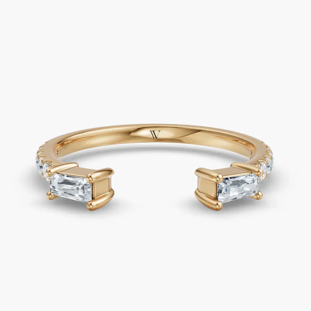 Pave, Stackable, Open Lab Diamond Ring (0.3 CTW) in 14K Yellow Gold-Siva