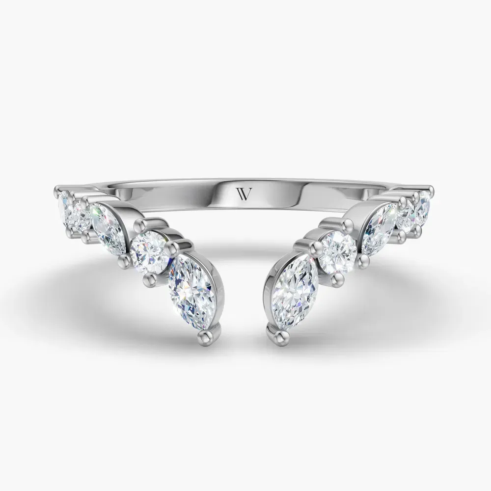Stackable, Curved, Open Lab Diamond Ring (0.4 CTW) in 14K White Gold-Wernia