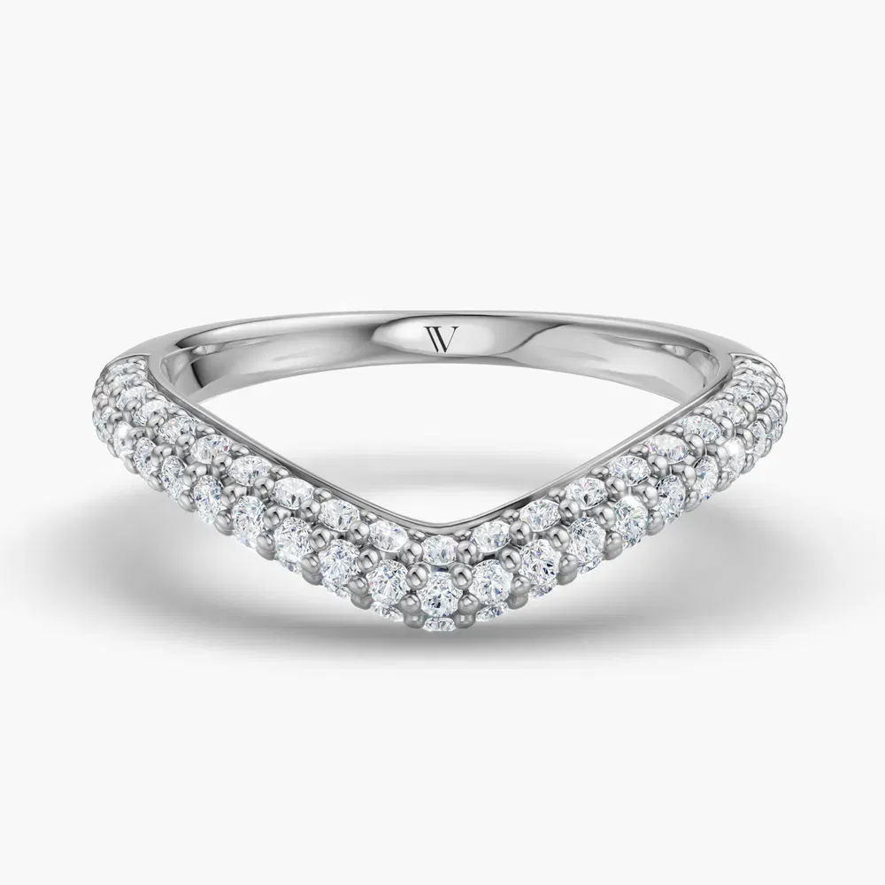 Stackable, Curved, Pave Lab Diamond Ring (0.5 CTW) in 14K White Gold-Yivolia