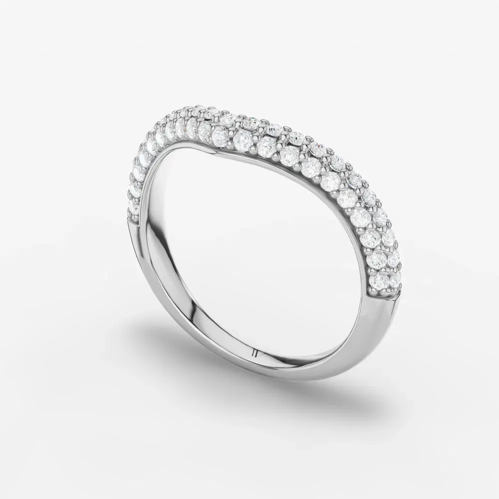 Stackable, Curved, Pave Lab Diamond Ring (0.5 CTW) in 14K White Gold-Yivolia