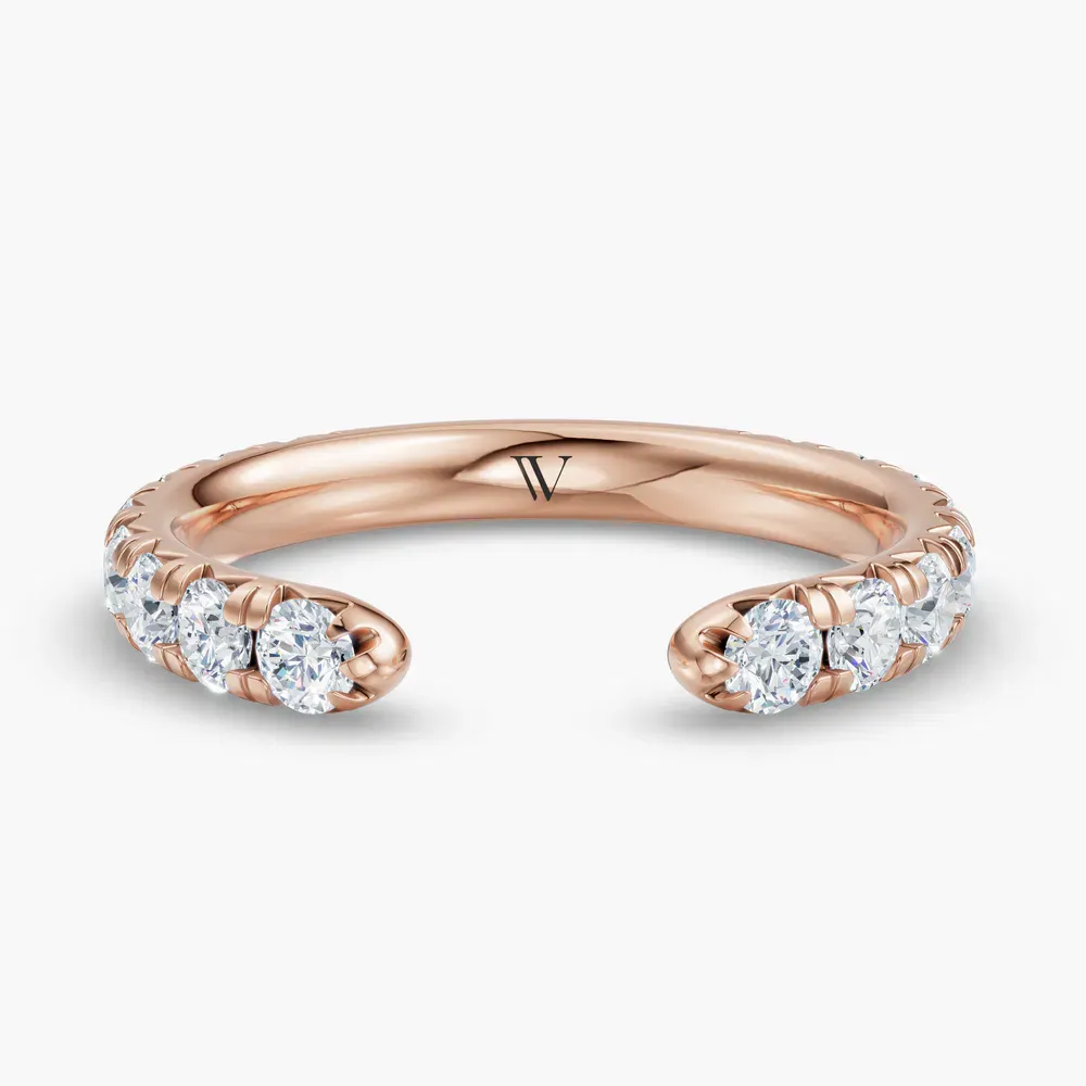 Open, Stackable, Modern Lab Diamond Ring (1 CTW) in 14K Rose Gold-Fivolia