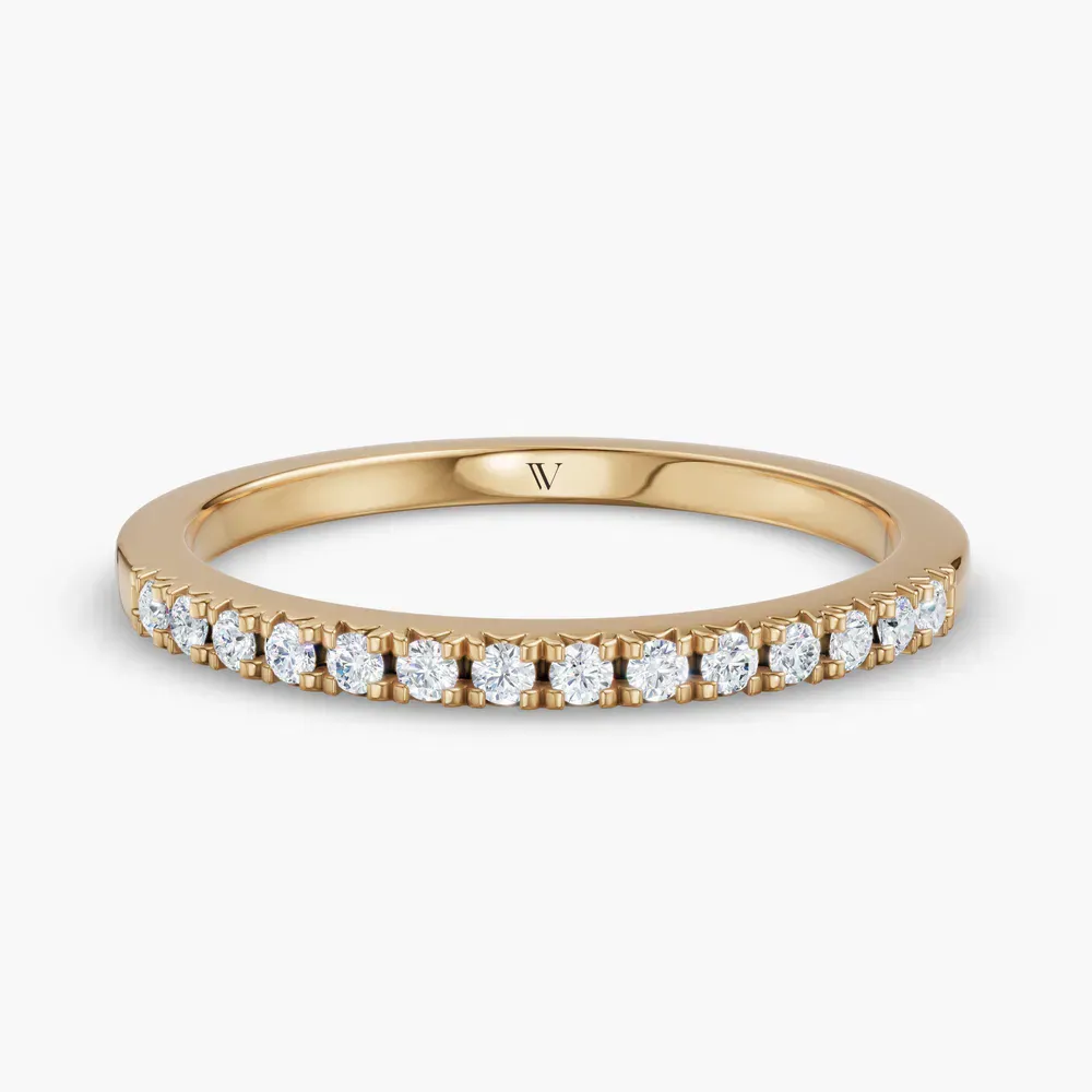 Stackable, Pave, Simple Lab Diamond Ring (0.1 CTW) in 14K Yellow Gold-Qymvor