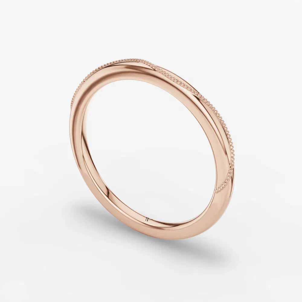 1.8mm Plain metal, Classic, Stackable Wedding Ring in 14K Rose Gold-Syrven