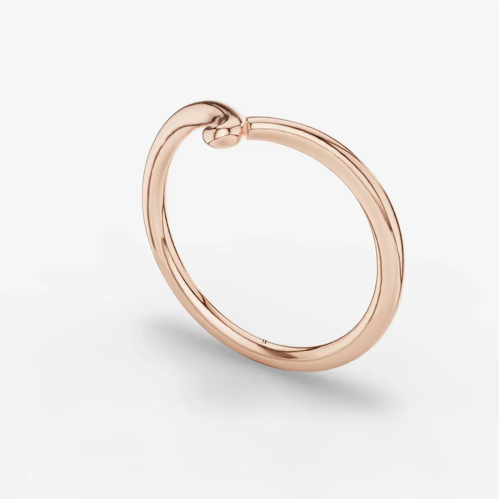 1.4mm Plain metal, Curved, Stackable Wedding Ring in 14K Rose Gold-Zevlyn