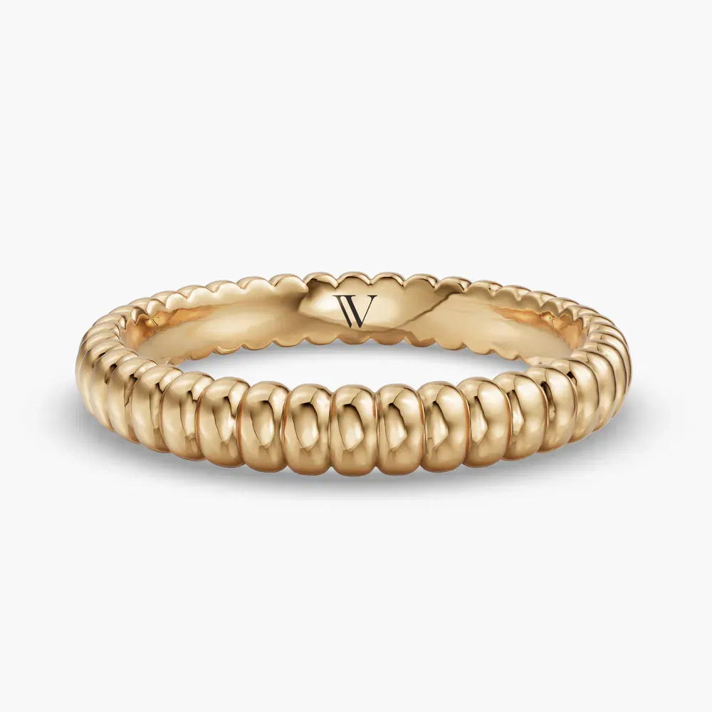 3mm Plain metal, Stackable, Simple Wedding Ring in 14K Yellow Gold-Kavren