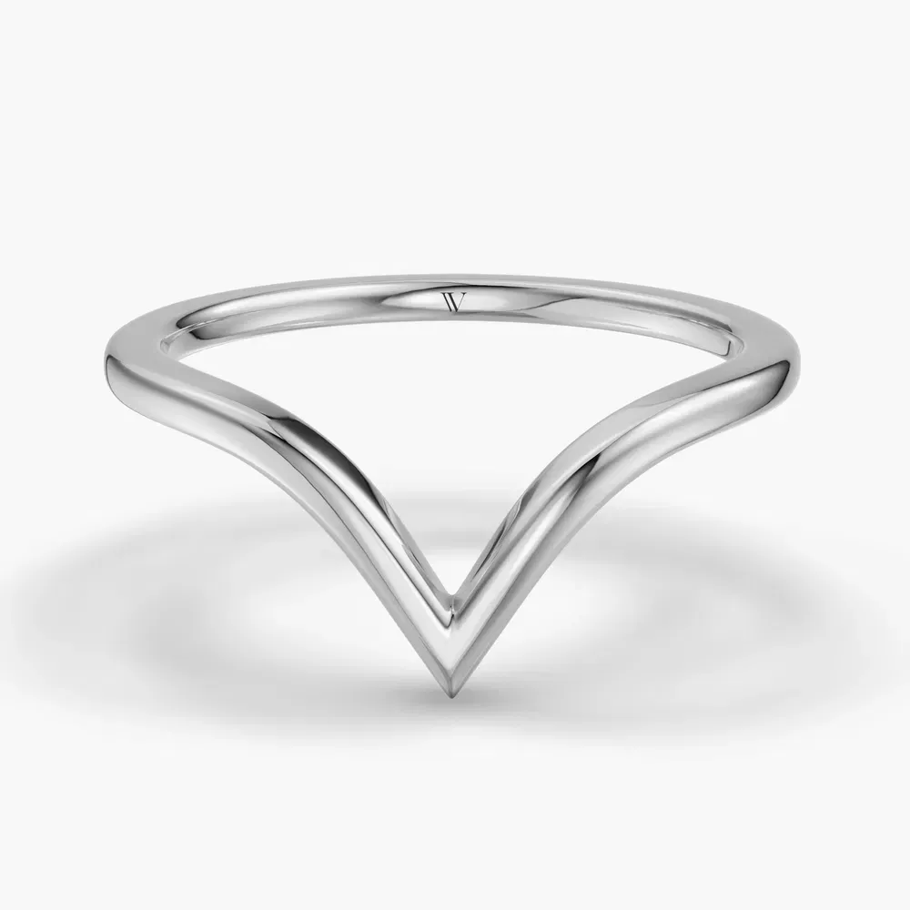 1.4mm Classic, Plain metal, Curved Wedding Ring in 14K White Gold-Fyra