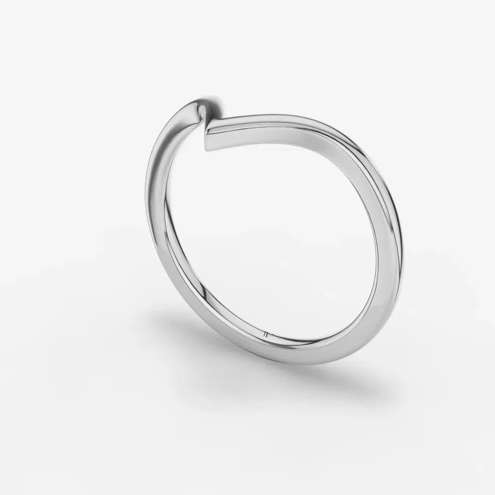 1.4mm Classic, Plain metal, Curved Wedding Ring in 14K White Gold-Fyra