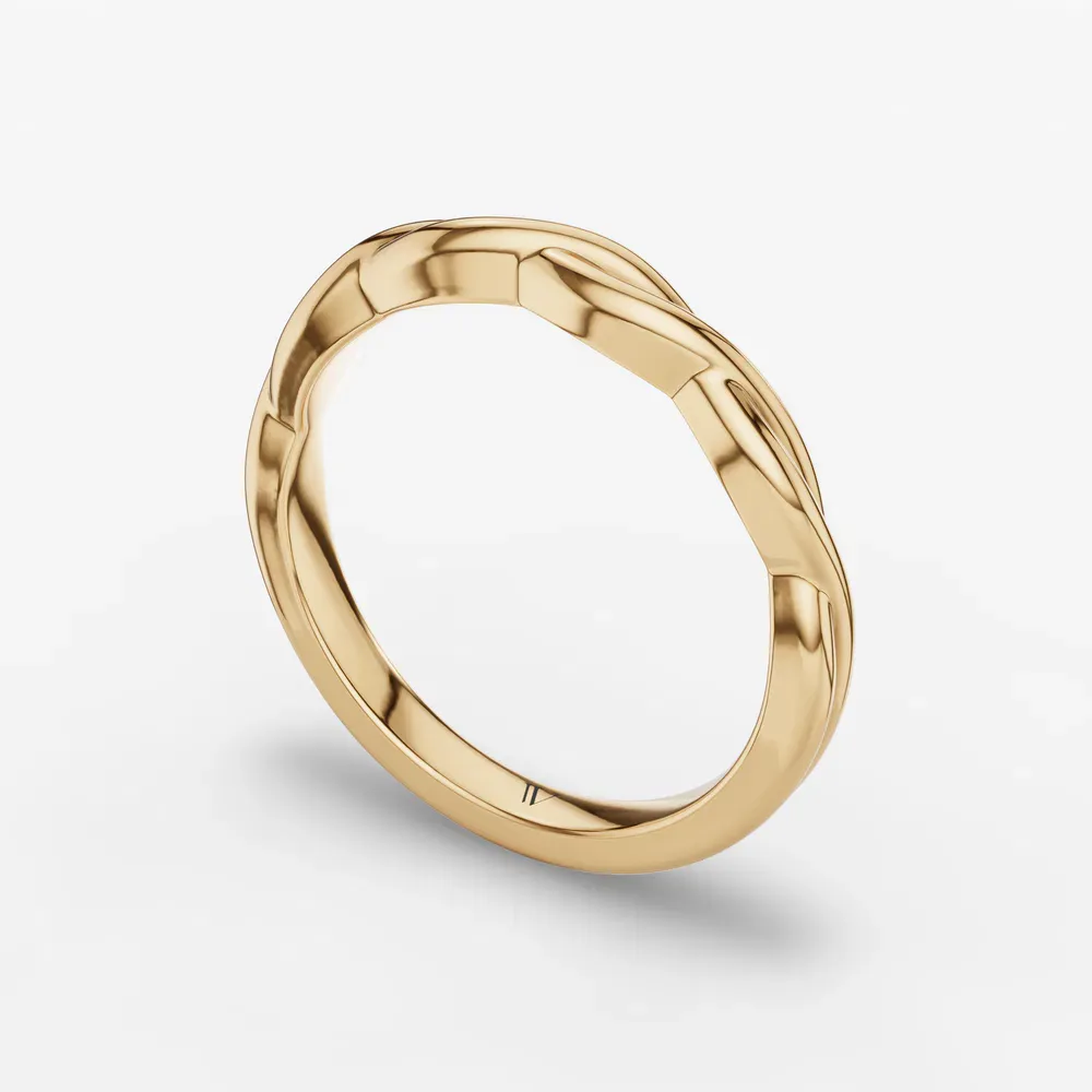 2.3mm Nature inspired, Plain metal, Stackable Wedding Ring in 14K Yellow Gold-Gips